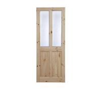 Fortia 4 Panel Screen-Printed Glazed Victorian Internal Knotty Pine Door, (H)1981mm (W)686mm (T)35mm