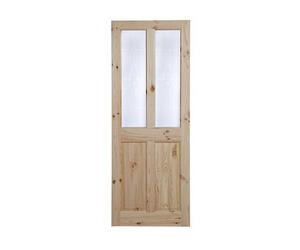 Fortia 4 Panel Screen-Printed Glazed Victorian Internal Knotty Pine Door, (H)1981mm (W)686mm (T)35mm