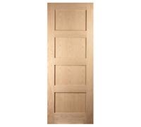 Fortia 4 Panel Unglazed Shaker Natural White Oak Veneer Internal Timber Fire Door, (H)1981mm (W)686mm (T)44mm
