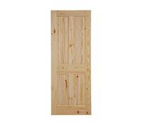 Fortia 4 Panel Unglazed Traditional Natural Pine Veneer Internal Timber Fire Door, (H)1981mm (W)762mm (T)44mm