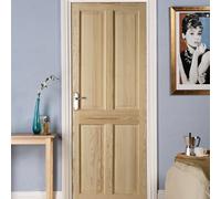 Fortia 4 Panel Unglazed Victorian Natural Pine Veneer Internal Timber Door, (H)2040mm (W)726mm (T)40mm