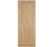Fortia 4 Panel Unglazed Victorian Pine Veneer Internal Clear Pine Fire Door, (H)1981mm (W)762mm (T)44mm