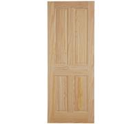 Fortia 4 Panel Unglazed Victorian Pine Veneer Internal Clear Pine Fire Door, (H)1981mm (W)838mm (T)44mm