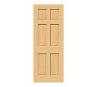 Fortia 6 Panel Traditional Oak Veneer Internal Oak Door, (H)1981mm (W)762mm (T)35mm