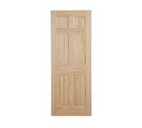 Fortia 6 Panel Unglazed Victorian Natural Pine Veneer Internal Timber Door, (H)2032mm (W)813mm (T)35mm