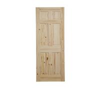Fortia 6 Panel Unglazed Victorian Natural Pine Veneer Internal Timber Door, (H)2040mm (W)826mm (T)40mm