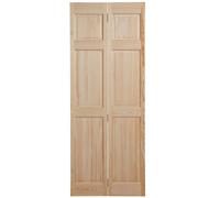 Fortia 6 Panel Unglazed Victorian Unfinished Clear Pine Internal Bi-Fold Door Set, (H)1950mm (W)750mm