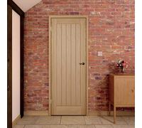 Fortia Fully Finished Unglazed Cottage Natural Oak Veneer Internal Timber Door, (H)1981mm (W)762mm (T)35mm
