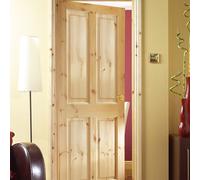 Fortia Knotty 4 Panel Unglazed Victorian Natural Pine Veneer Internal Timber Door, (H)1981mm (W)610mm (T)35mm