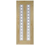 Fortia Vertical 0 Panel 2 Lite Screen-Printed Glazed Contemporary Natural Pine Veneer Internal Timber Door, (H)2040mm (W)826mm (T)40mm