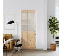 Fortia Vertical 2 Panel Decorative Glazed Victorian Unfinished Natural Knotty Pine Internal Folding Bi-Fold Door Set, (H)2005mm (W)715mm