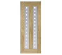 Fortia Vertical 2 Panel Screen-Printed Glazed Contemporary Pine Veneer Internal Clear Pine Door, (H)1981mm (W)686mm (T)35mm