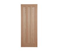 Fortia Vertical 3 Panel Unglazed Contemporary Natural Oak Veneer Internal Timber Door, (H)1981mm (W)610mm (T)35mm