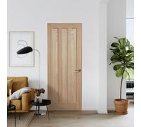 Fortia Vertical 3 Panel Unglazed Contemporary Natural Oak Veneer Internal Timber Door, (H)1981mm (W)762mm (T)35mm