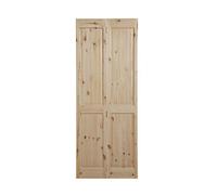 Fortia Vertical 4 Panel Unglazed Victorian Unfinished Natural Knotty Pine Internal Folding Bi-Fold Door Set, (H)1946mm (W)750mm