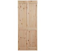 Fortia Vertical 4 Panel Unglazed Victorian Unfinished Natural Knotty Pine Internal Folding Bi-Fold Door Set, (H)1981mm (W)686mm