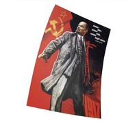 Fortiaboot Vintage Russian Soviet Union Propaganda Lenin Lived, Lenin Lives and Lenin Will GO ON Living - Poster print Wall 15 x 23 Inches (38 x 58 cm) (380 x 580mm) Gift Decorative Print