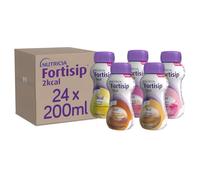 Fortisip 2.0 kcal Mixed Flavours Milkshake, 200ml, Pack of 24 (4 choc cara, 3 mocha, 4 for fruit, 8 strawb, 5 van)