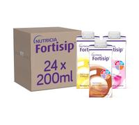 Fortisip Bottle Mixed Flavour Case 200ml, Pack of 24 (Strawberry, Vanilla, Chocolate, Banana and Unflavored)