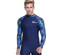 Fortitude Sports Long Sleeve Rash Vest for Men | UPF 50+ UV Protection, Mens Compression Top for Watersports and Swimming | Mens Rash Vests for Swimming (UK, Alpha, L, Regular, Regular, Blue Marine)