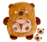 Fortivae Cute Capybara Plush Pillow, Kawaii Capybara Plush with 3 Cute Babies Bag, Room Decoration, Creative Gift for Teenagers