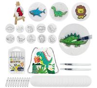 Fortivae Magic Puffy Paint, 56 Pcs Magic Foam Texture Painting Kit, with 30 Round Sponge Sheets, 12 Colour Markers, 2 Water Pens, 10 Bead Chain, 1 Mini Easel and A Storage Bag(Boys Style)