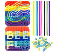 Fortivae Sensory Activity Board, Push Peel Sensory Board Toys for Autism ADHD and Stress, Calming Game, Fine Motor Skill Busy Toys（Rainbow Square）