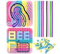 Fortivae Sensory Activity Board, Push Peel Sensory Board Toys for Autism ADHD and Stress, Calming Game, Fine Motor Skill Busy Toys（Macaron Square）