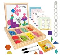 Fortivae Wooden Magnetic Pattern Blocks Set, 234 Pcs Montessori Tangram Puzzle Learning Toys, Magnetic Geometric Shape Puzzle for Boys Girls Children Birthday Travel