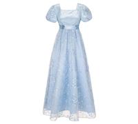 FORTMAC Regency Dresses for Women Regency Era Dress Luxurious Empire Waist Embroidery Ball Gown Tea Party, Blue, XL