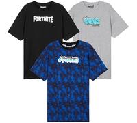 Fortnite Boys T-Shirts 7-16 Yrs, Pack of 3 Crew Neck Half-Sleeve Tee Tops, Soft Breathable Summer Boys Clothing, Gaming Gifts (15 Years, Multi Fortnite 3 Pck)