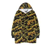 Fortnite Childrens/kids Character Blanket Hoodie Black/yellow/orange (One Size)