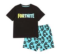 Fortnite Gradient Text Logo Short Pyjamas Set, Kids, 7-15 Years, Black/Teal, Official Merchandise