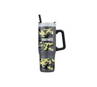 Fortnite Insulated Tumbler 920ml Stainless Steel Water Bottle Straw & Handle in Grey Fortnite Grey