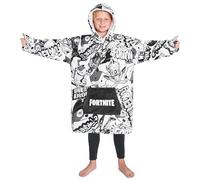 Fortnite Oversized Hoodie Blankets for Boys Fleece Extra Long Warm Wearable Hooded Poncho for Kids and Teens 14+, Gamers Gifts (White/Black Kids)