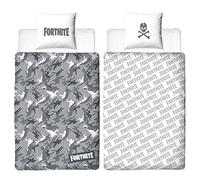 Fortnite Reversible Bed Linen Grey 135 x 200 cm + 80 x 80 cm 100% Cotton Renforcé Linen Quality Children's Bed Linen Battle Royale Loot Lama Dance Lake Salty Tilted Skins 2 Designs Zip