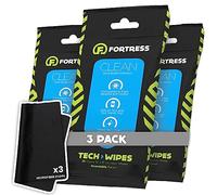 Fortress Electronic Cleaning Wipes with Microfibre Cloth (25ct, Pack of 3) To-Go Tech Wipes for Screens, Phones, Keyboards, TV Monitors, Computer Screens and More [Travel Size] Skin Safe