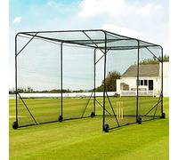 FORTRESS Mobile Cricket Batting Cage - 24ft or 36ft | Portable Wheel-Based Cricket Practice Net | Cricket Training Equipment | Premium Cricket Net For Practice (24ft, Without Padding)