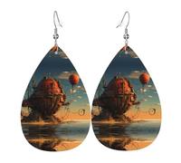 Fortress on the sea Leather earrings, European and American style earrings for young women, birthday gifts/Valentine's Day gifts