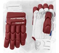 FORTRESS Original 100 Coloured Batting Gloves - Premium Cricket Batting Gloves | Superior Grip | Unmatched Ventilation | 5 Colours Available (Maroon, Small Adult (19-20cm), Right)