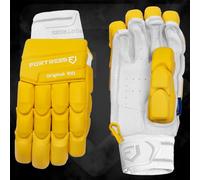 FORTRESS Original 100 Coloured Batting Gloves - Premium Cricket Batting Gloves | Superior Grip | Unmatched Ventilation | 5 Colours Available (Yellow, Large Adult (21-22cm), Right)