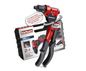 Fortum Combination Hand Riveter for Blind Rivets and Threaded Rivets, 360° Swivel Head, Rivet Nut Pliers for M3-M6 Rivet Nuts and 2.4-4.8 mm Pop Rivets, Rivet Pliers with Pull Pins