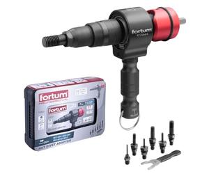 Fortum Rivet nut Attachment for Cordless Screwdriver & Drill I Riveter for Rivet Nuts Made of Aluminium, Steel & Stainless Steel I Blind Rivet Attachment for M3-M12 Nuts I Rivet Gun Adapter