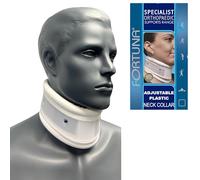 Fortuna Adjustable Plastic Neck Collar - Cervical Brace for Neck Pain, Whiplash & Injury Recovery - Firm Support with Ventilation & Padded Edges (Large)