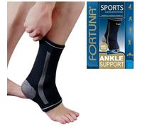Fortuna Ankle Support Elasticated Sports Brace - 4-Way Stretch Compression Sleeve for Plantar Fasciitis Support, Achilles Tendon Relief & Ligament Protection for Sports & Daily Use (Small)