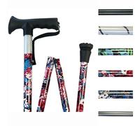 Fortuna Folding Walking Stick - Adjustable, Lightweight Foldable Cane for Men & Women - Soft Grip T-Handle, Non-Slip Rubber Tip, Wrist Strap - Ideal for Travel & Everyday Use (Red Flowers)