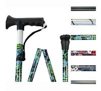 Fortuna Folding Walking Stick - Adjustable, Lightweight Foldable Cane for Men & Women - Soft Grip T-Handle, Non-Slip Rubber Tip, Wrist Strap - Ideal for Travel & Everyday Use (Palm Leaves)