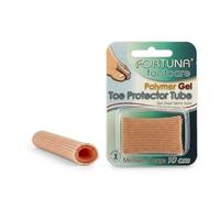 Fortuna Footcare Polymer Gel Toe Protector Tube, Fabric-Lined Sleeve, Cuttable Cushion for Corns, Calluses, Blisters and Shoe Friction, 10cm, Medium/Large