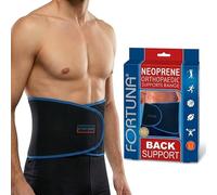 Fortuna Neoprene Back Support with 5 Stays - Adjustable Lumbar Brace for Lower Back Pain Relief, Sciatica & Posture Support - Dual Compression Straps for Men & Women (Medium)