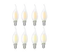 Fortunate Lights 8-Pack, Retro LED Candle Tail Filament Bulbs AC110V E12 2W/4W/6W Dimmable LED Frosted Decor Lamp Chandelier Light(Warm White,6W 220V-E14)